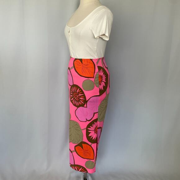 Vintage 70s Maxi Skirt Medium Large Hot Pink Floral Boho Neon Retro Hippie MCM - Picture 6 of 16